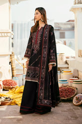 QALAMKAR - 3PC DHANAK EMBROIDERED SHIRT WITH CHIFFON EMBROIDERED DUPATTA AND TROUSER - HZG2334